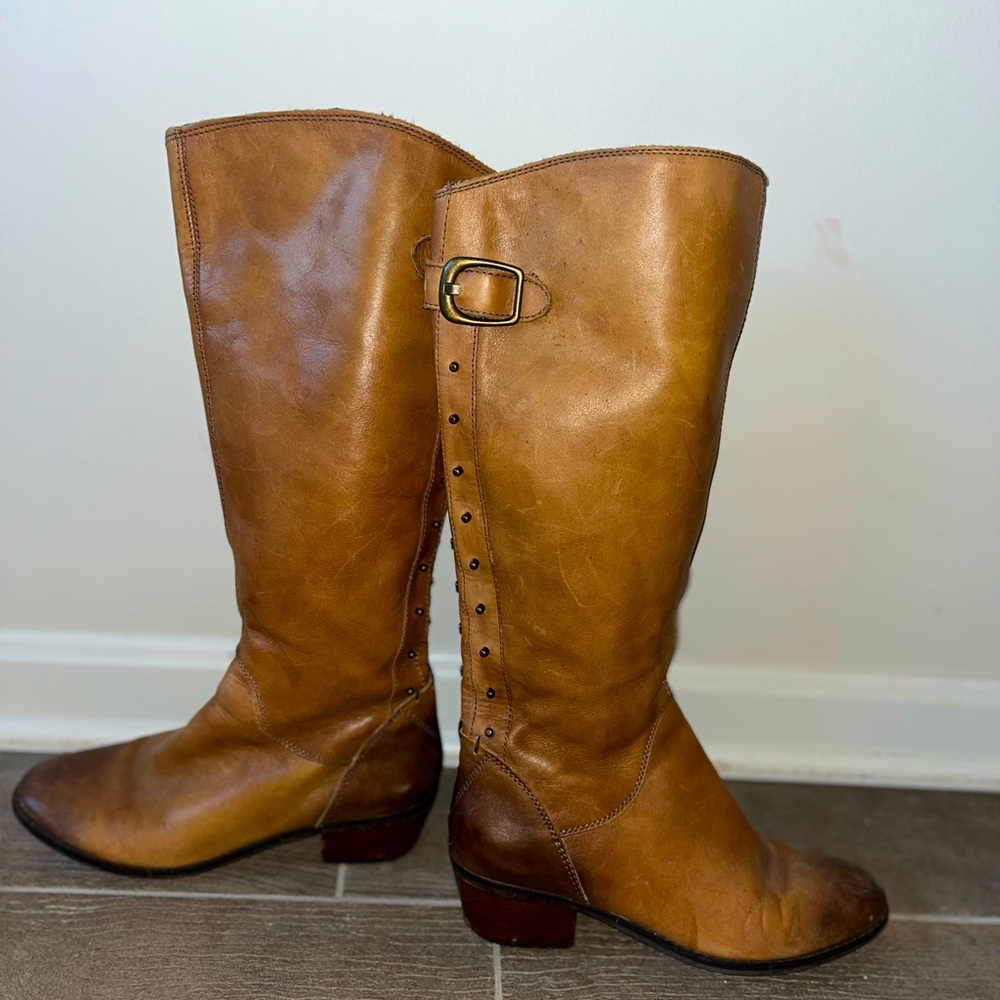 Lucky brand Blair boots knee high leather riding equestrian cognac brown size 39
